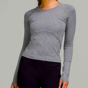 Lululemon Swiftly Tech Long Sleeve Shirt 2.0 Tetra Stripe Asphalt Grey